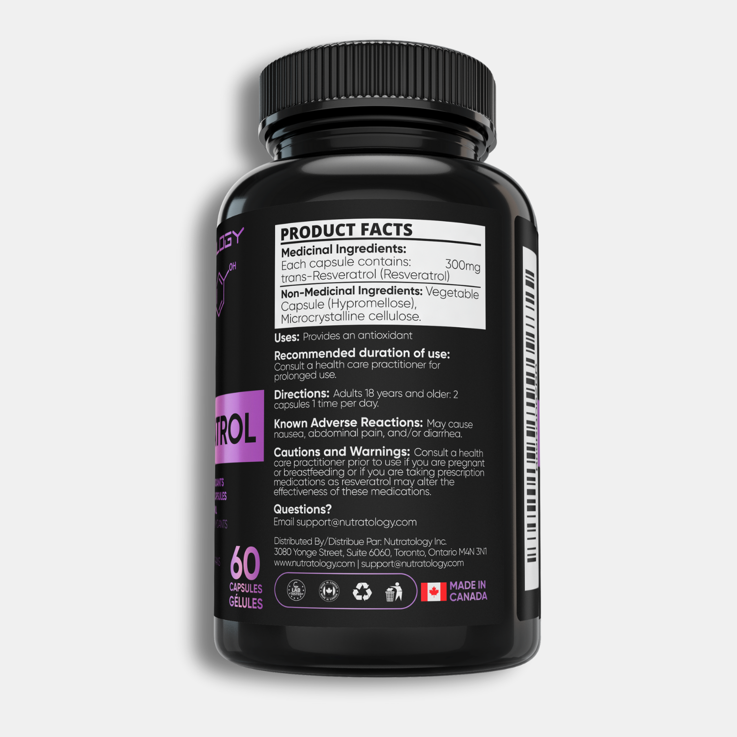 Nutratology Resveratrol Anti-Aging Supplement - 60 Capsules