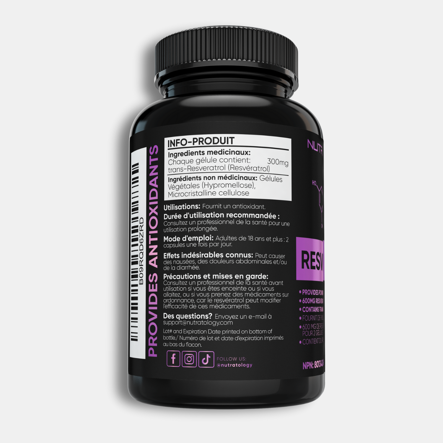 Nutratology Resveratrol Anti-Aging Supplement - 60 Capsules