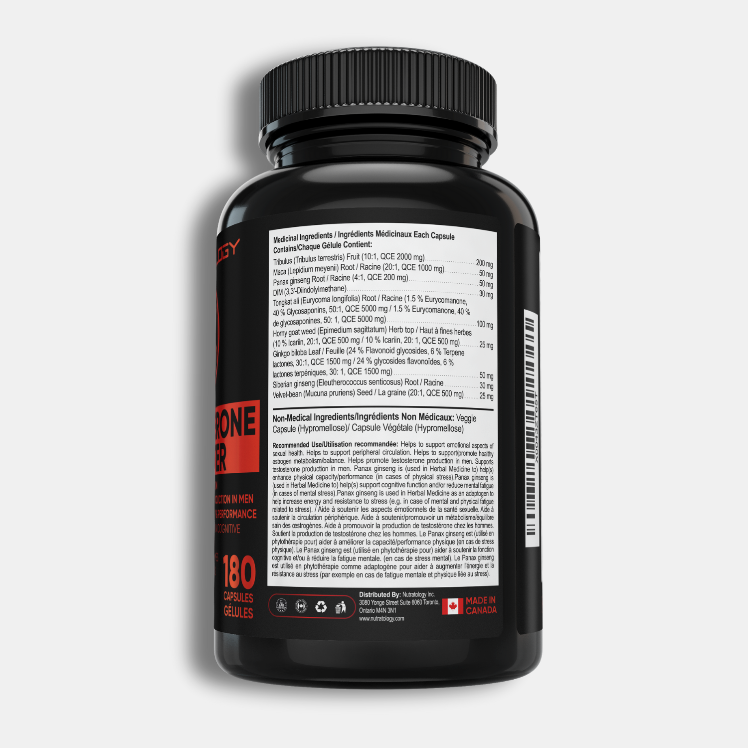 Nutratology Testosterone Booster for Men - 180 Capsules