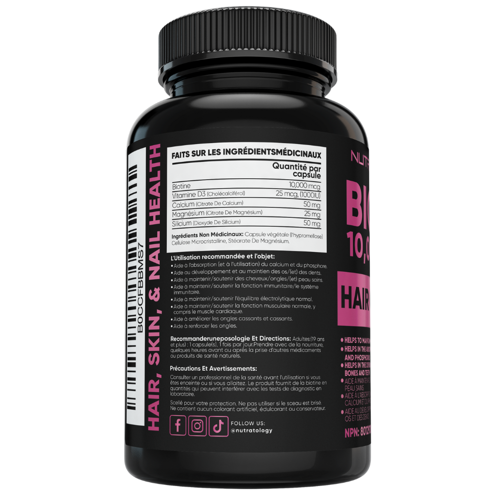 Nutratology Biotin Supplement - Hair Skin And Nails Supplement - Hair And Nails Supplement