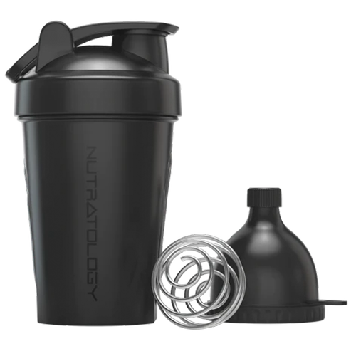 Protein Shaker Bottle with Wire Whisk Blender Ball + Powder Funnel - 400 ML