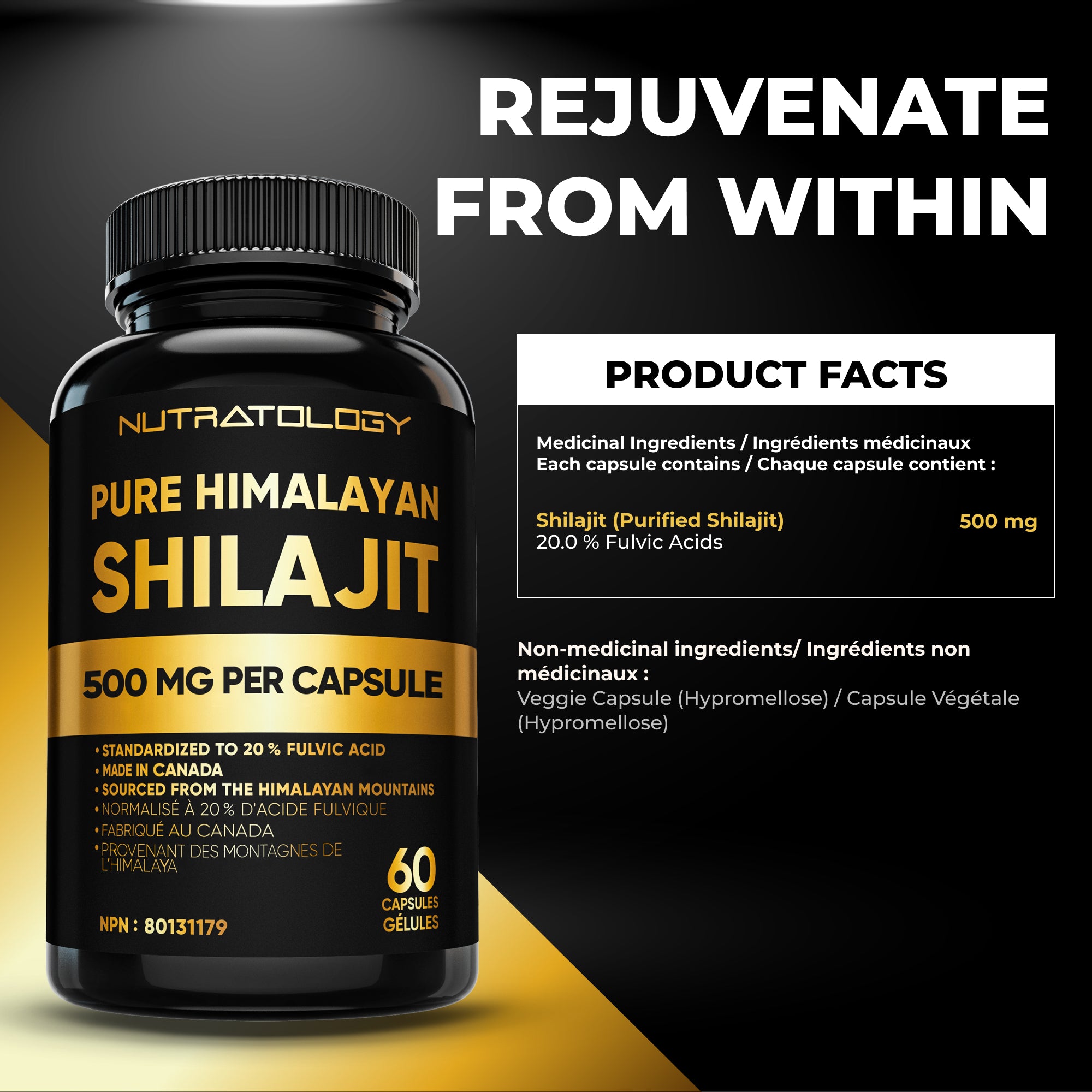 Nutratology Pure Himalayan Shilajit Capsules - 60 Capsules