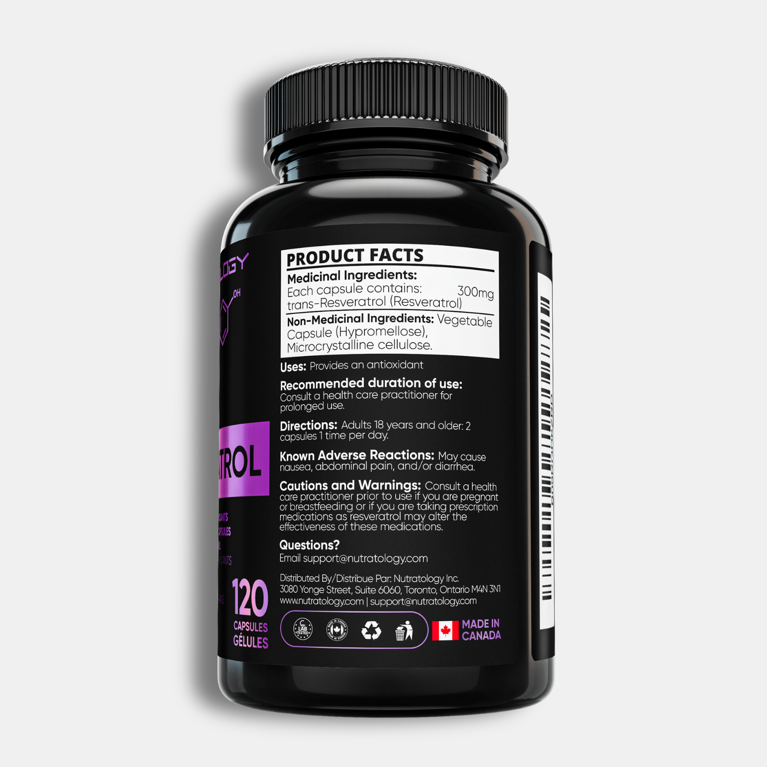 Nutratology Resveratrol Antioxidant Supplement - 120 Capsules