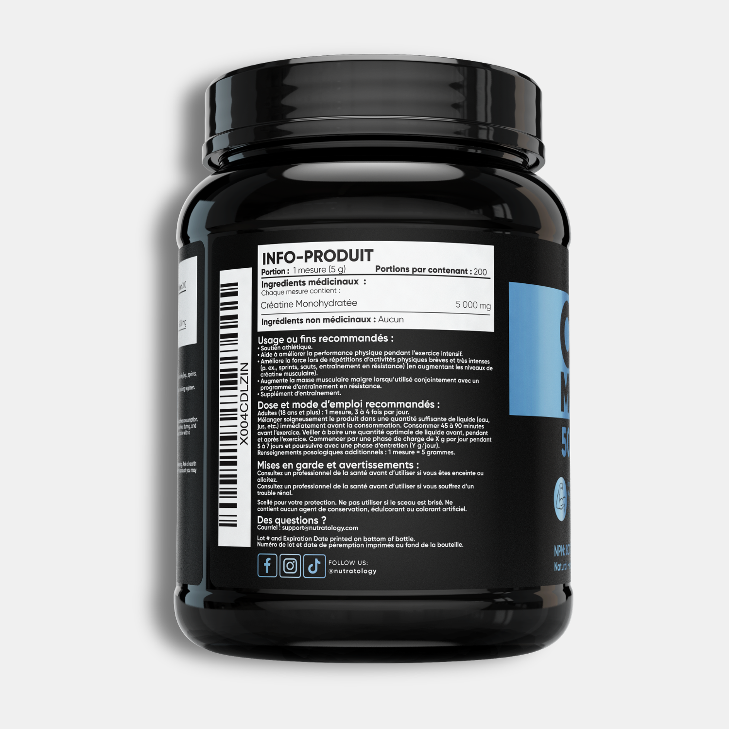 Nutratology Creatine Monohydrate - 1kg - 200 Scoops