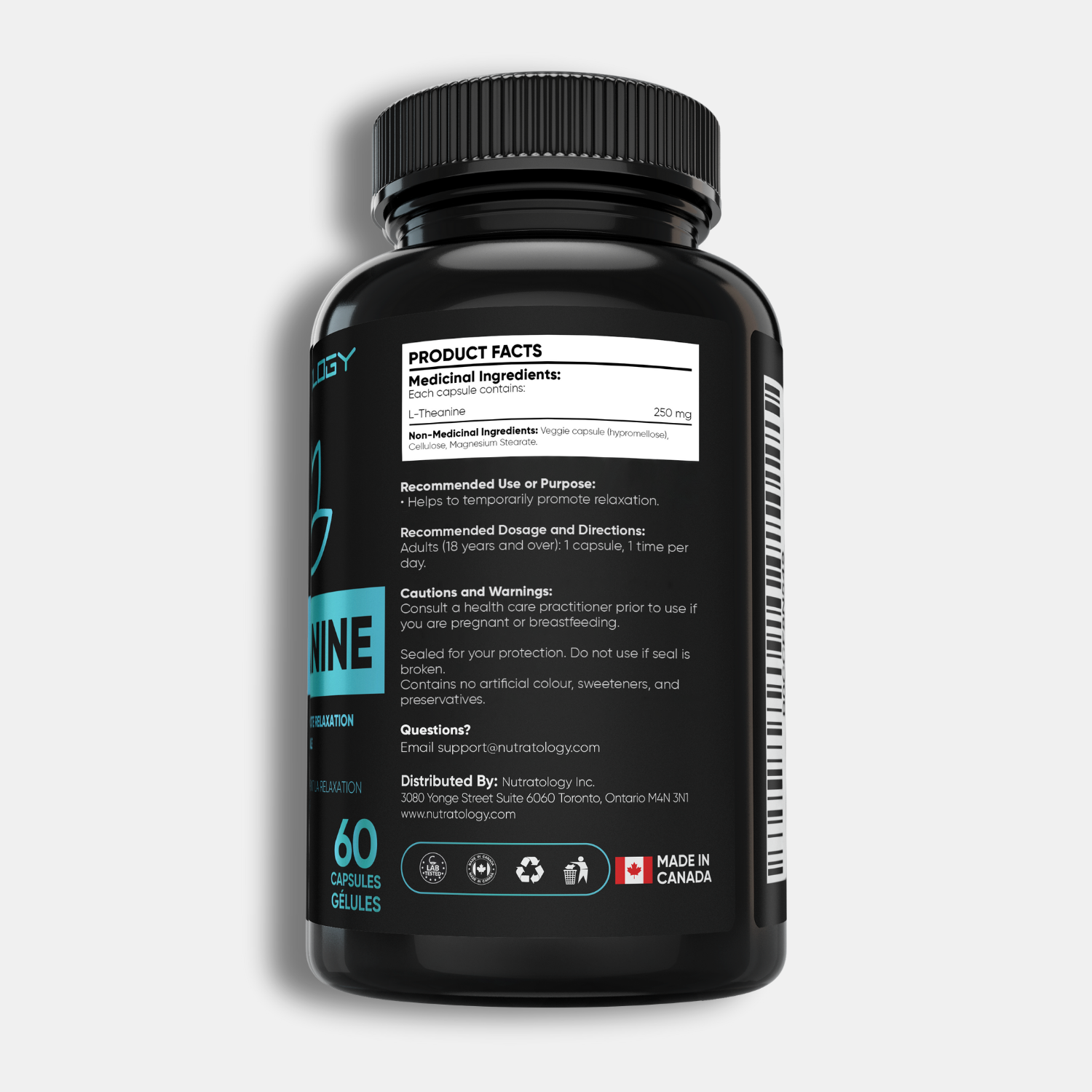 Nutratology L-Theanine for Stress Relief - 60 Capsules