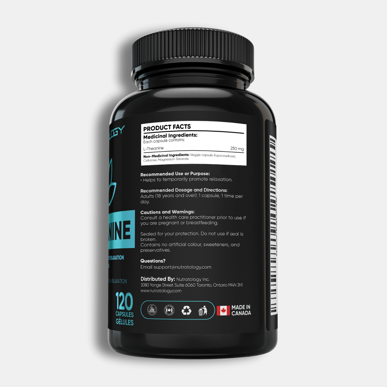 Nutratology L-Theanine for Stress Relief - 120 Capsules