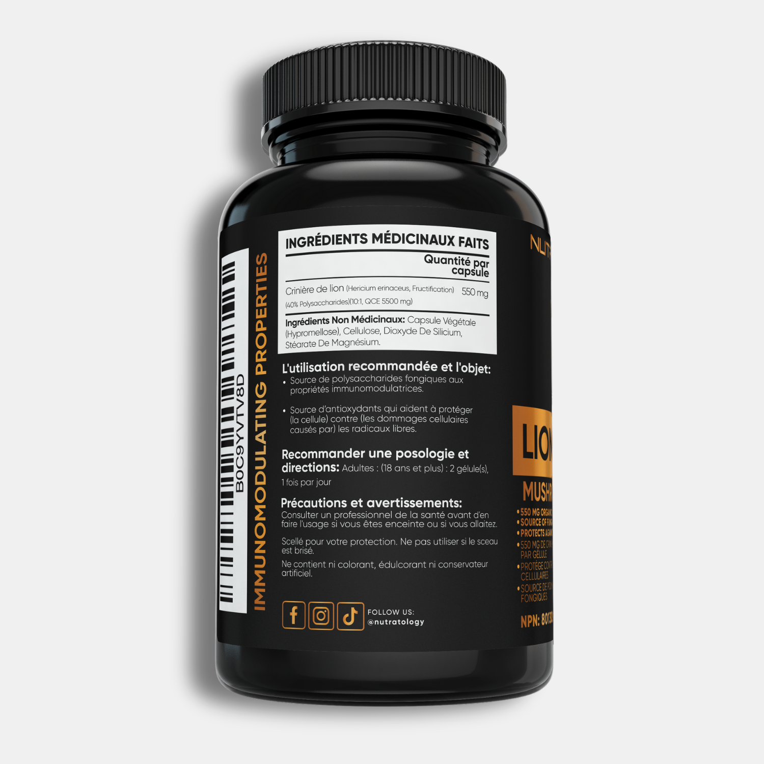 Nutratology Organic Lion's Mane Mushroom Complex - 120 Capsules