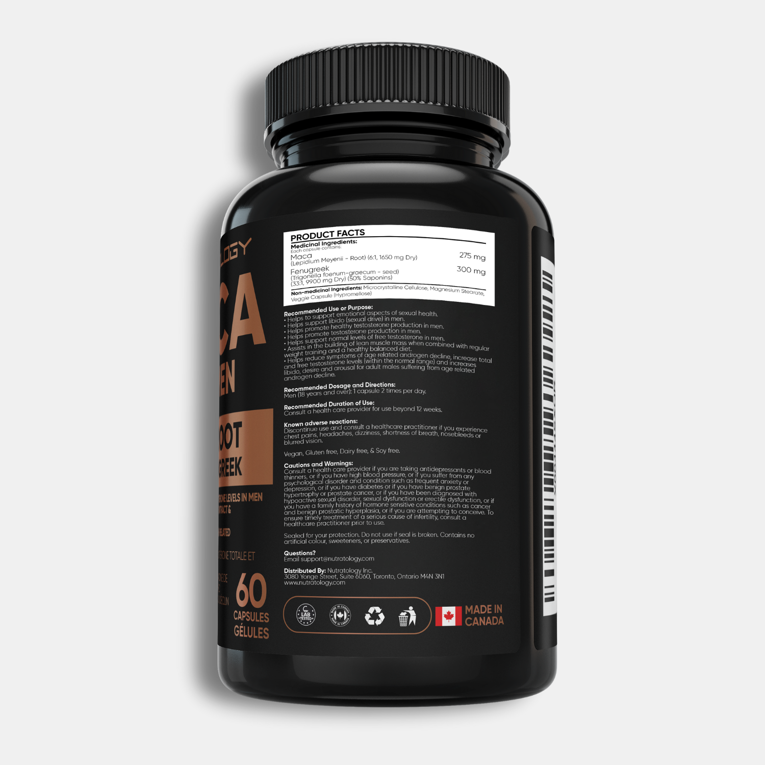 Nutratology Maca Root With Fenugreek for Men - 60 Capsules