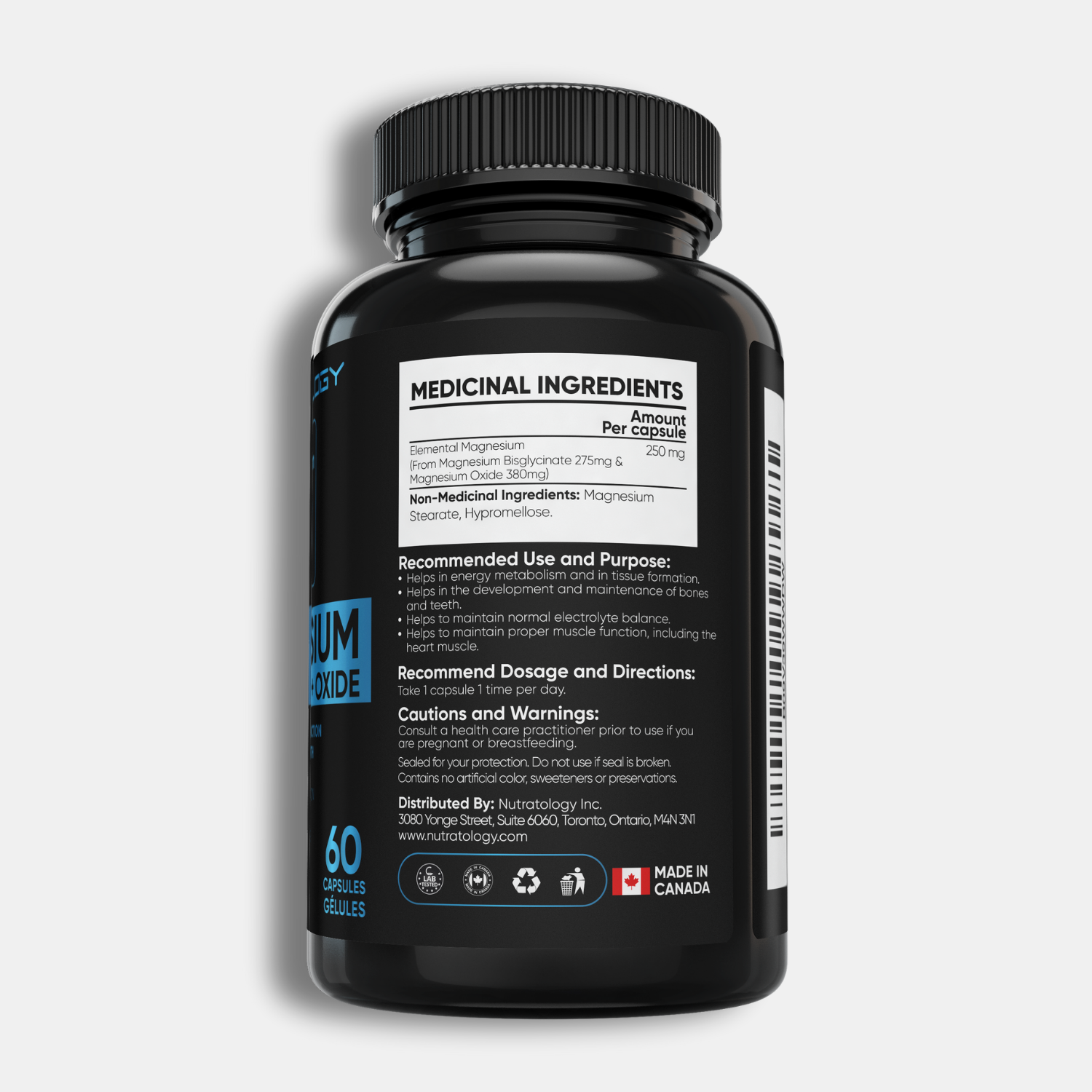 Nutratology Magnesium Bisglycinate for Muscle Relaxation - 60 Capsules