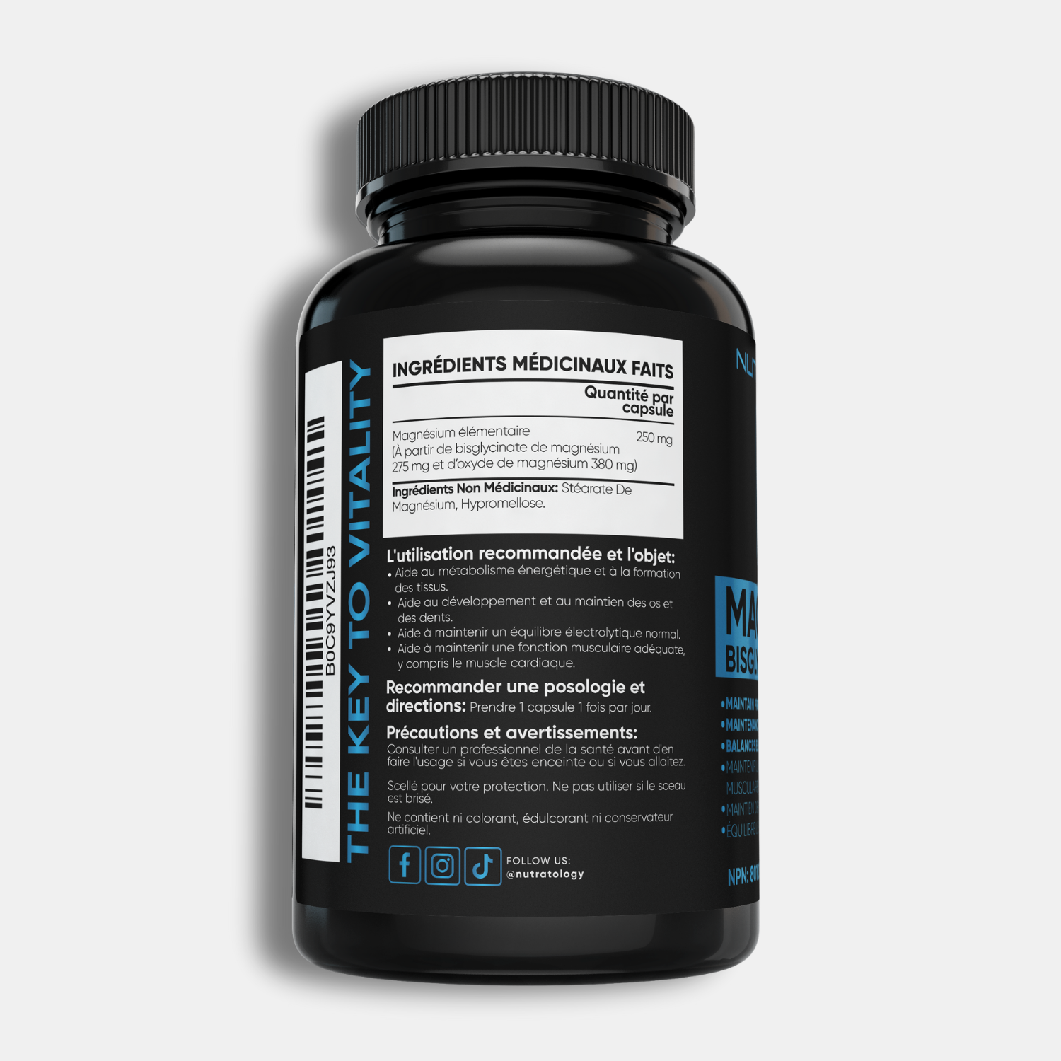 Nutratology Magnesium Bisglycinate for Muscle Relaxation - 120 Capsules