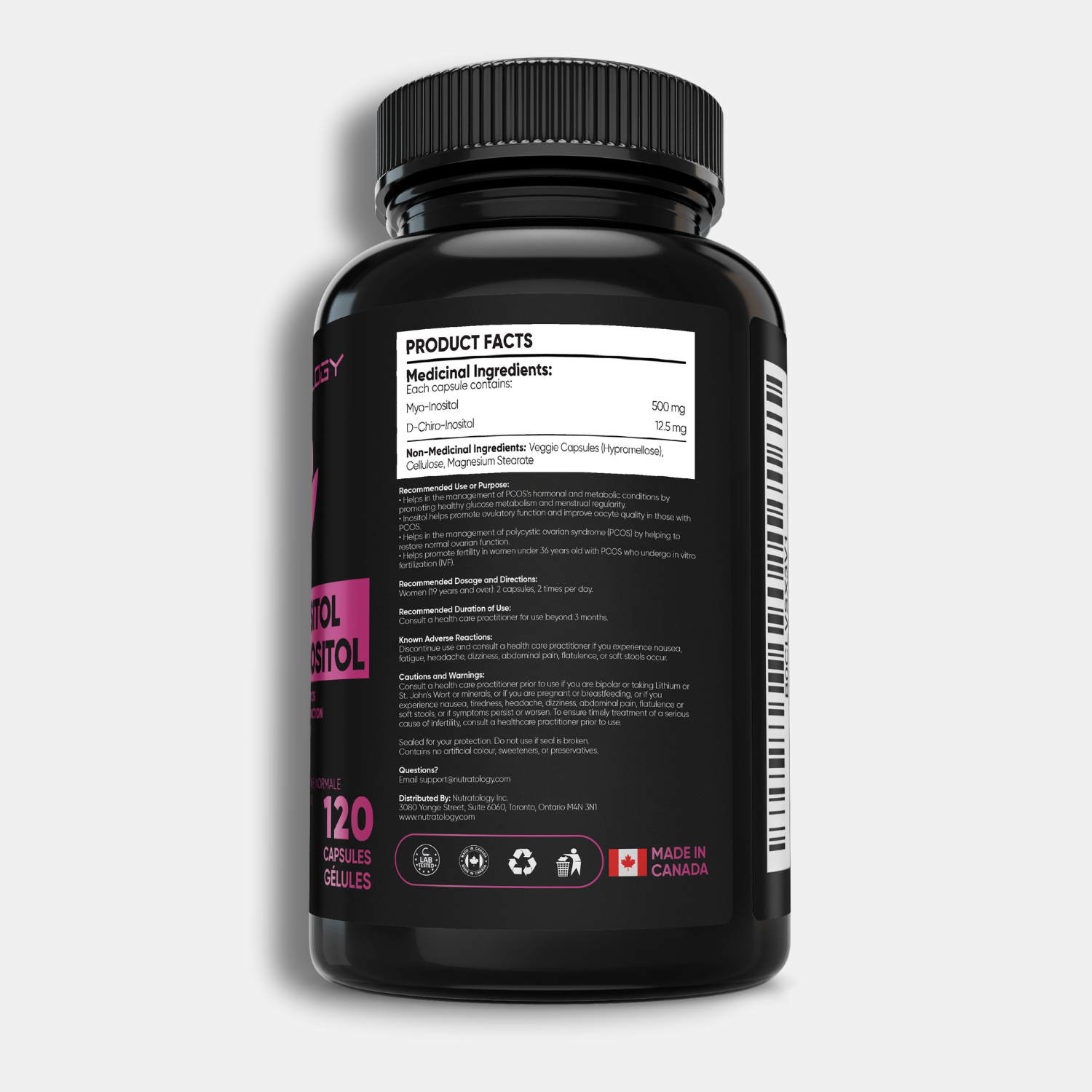 Nutratology Myo-Inositol & D-Chiro Inositol PCOS Supplement For Women - 120 Capsules