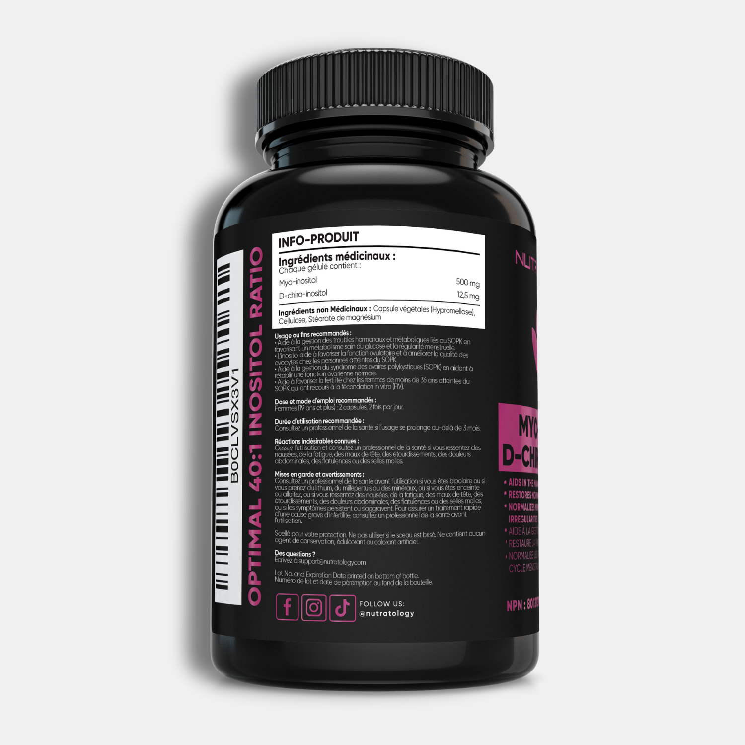 Nutratology Myo-Inositol & D-Chiro Inositol PCOS Supplement For Women - 120 Capsules