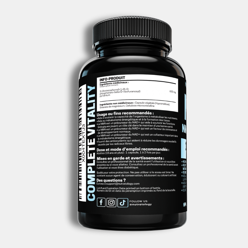 Nutratology NMN Supplement - NAD+ Booster - 120 Capsules