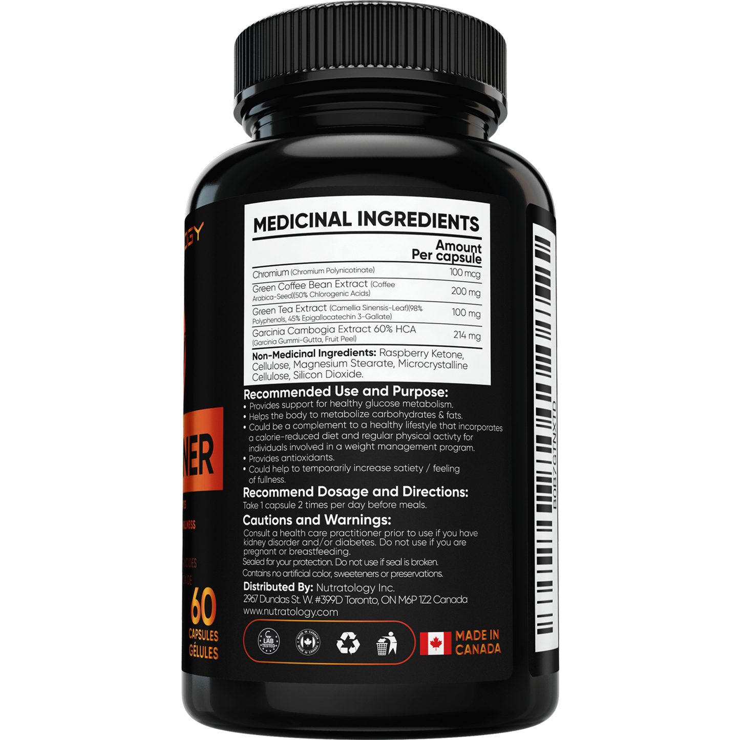 Keto-Friendly Fat Burner from Nutratology - 60 Capsules -  ingredients