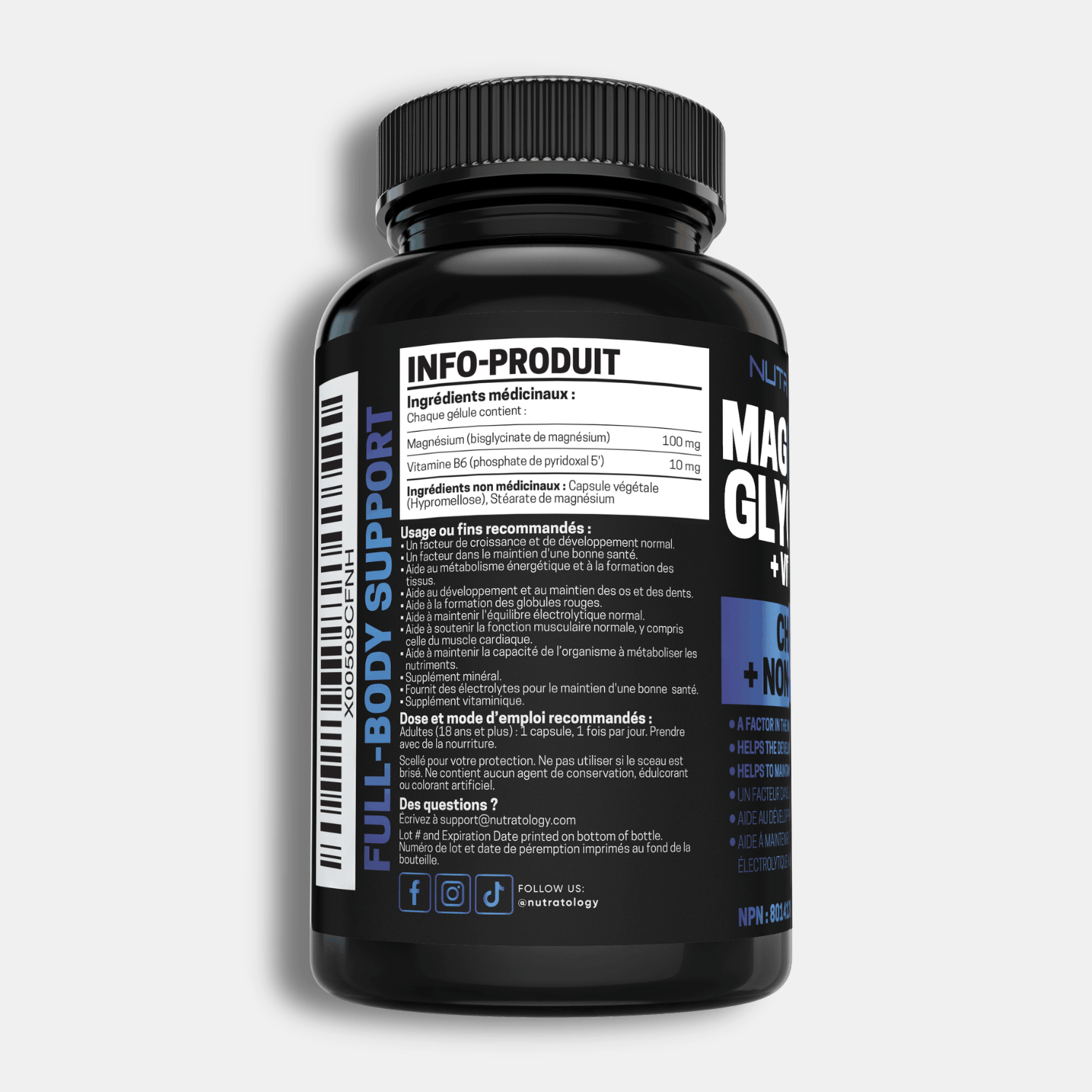 Nutratology Magnesium Glycinate + Vitamin B6 - 60 Capsules