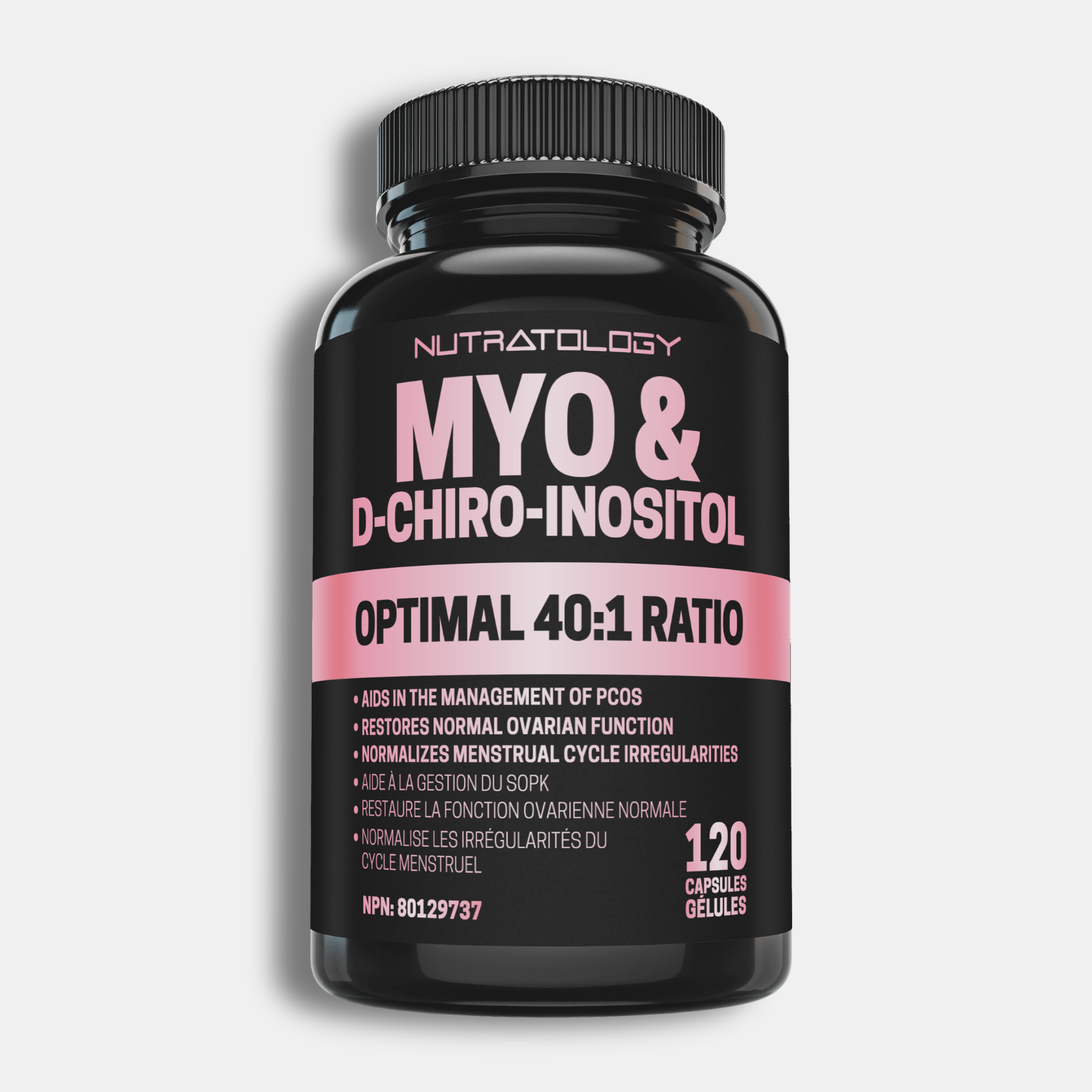 Nutratology Myo-Inositol & D-Chiro Inositol PCOS Supplement For Women - 120 Capsules
