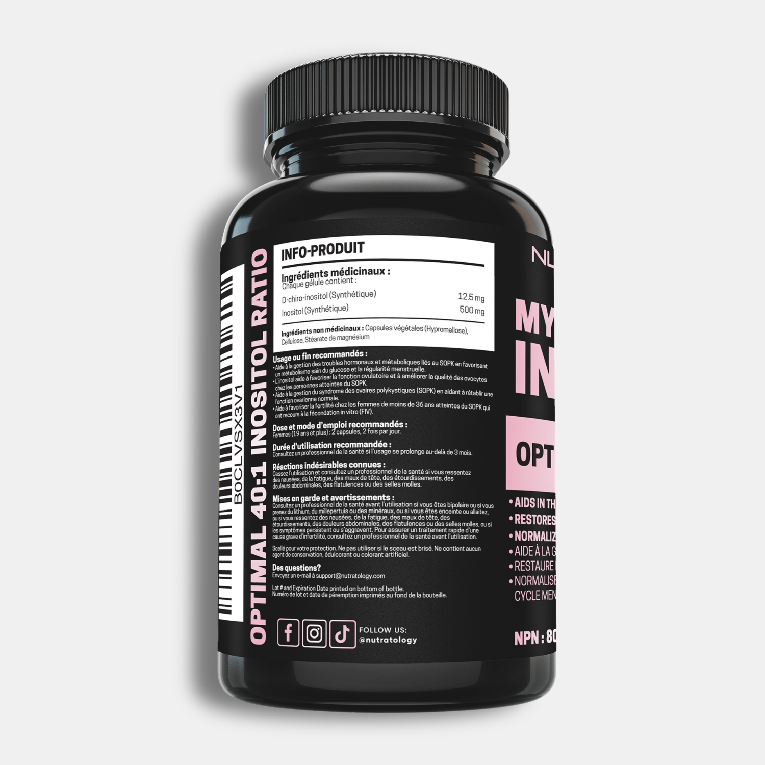 Nutratology Myo-Inositol & D-Chiro Inositol PCOS Supplement For Women - 120 Capsules