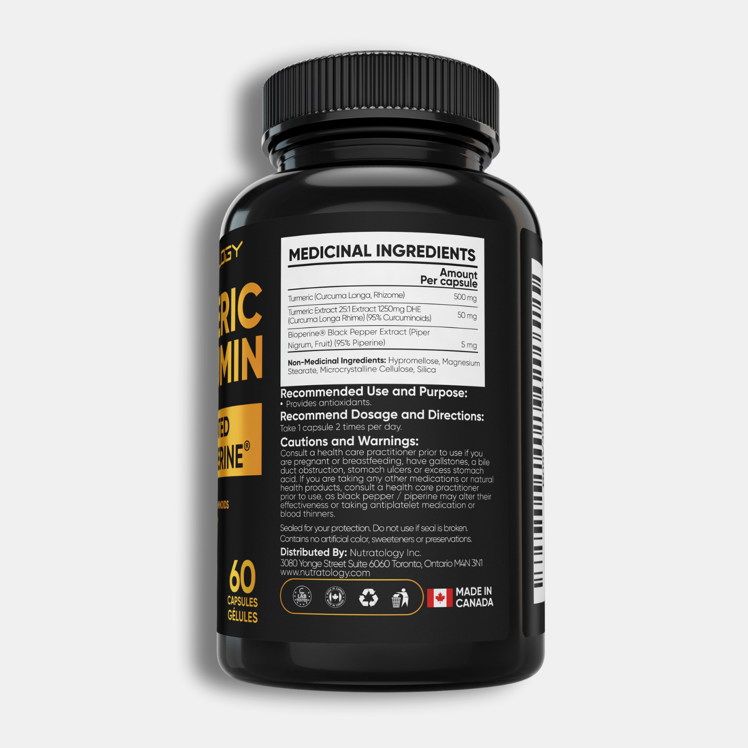 Nutratology Organic Turmeric Curcumin - 60 Capsules