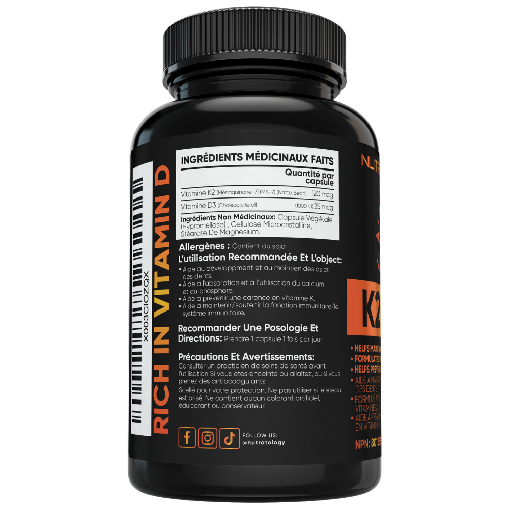 Nutratology Highest Potency Vitamin K2+D3 - 30 Capsules