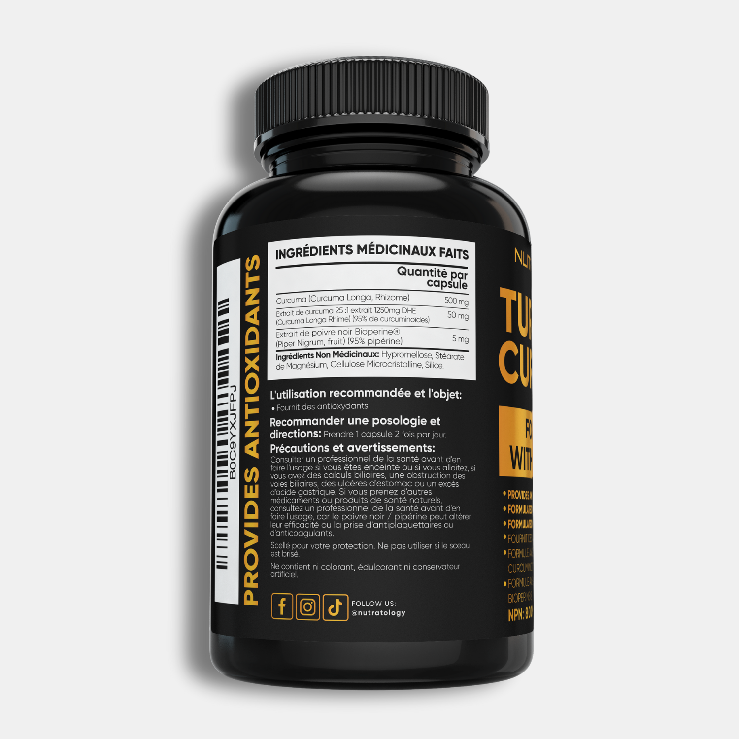 Nutratology Organic Turmeric Curcumin - 120 Capsules