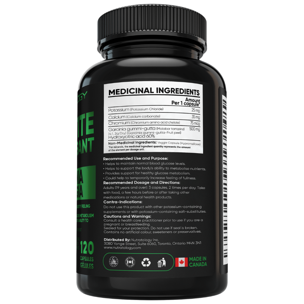 Ingredients of Nutratology Appetite Suppressant Garcinia Cambogia 120 Capsules