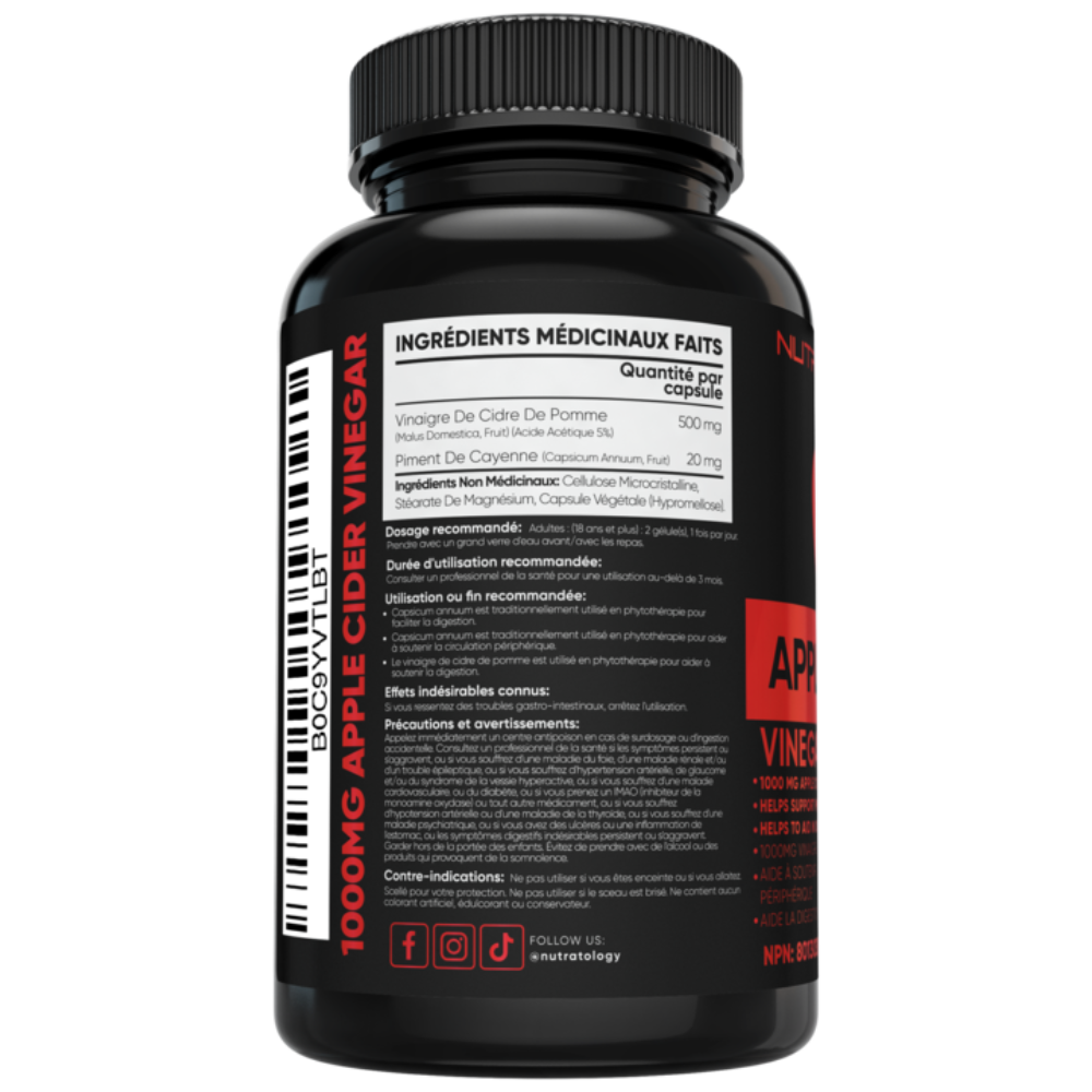 Nutratology Apple Cider Vinegar Supplement - Apple Cider Pills - ACV Supplement