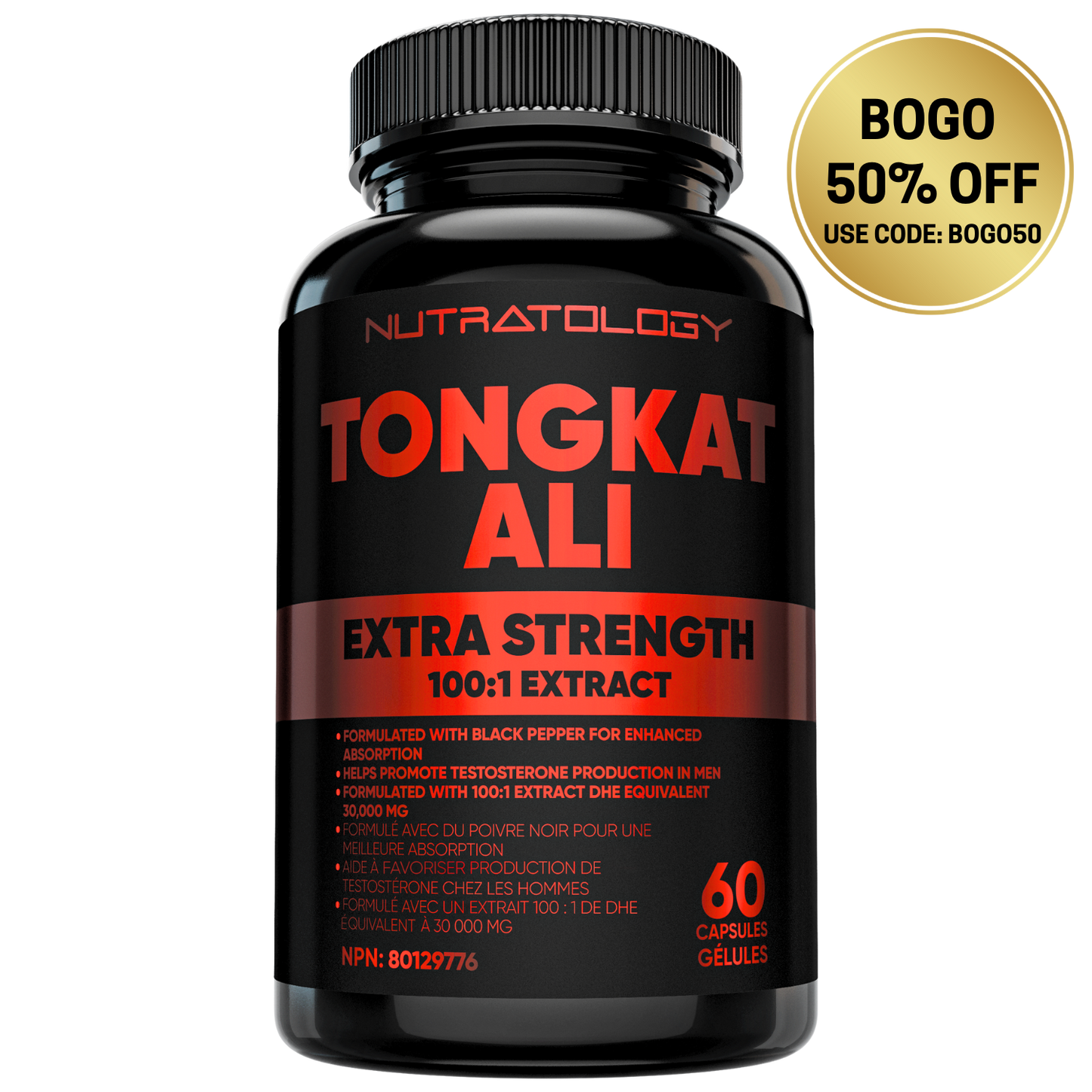 Nutratology Tongkat Ali Supplement For Men - 60 Capsules