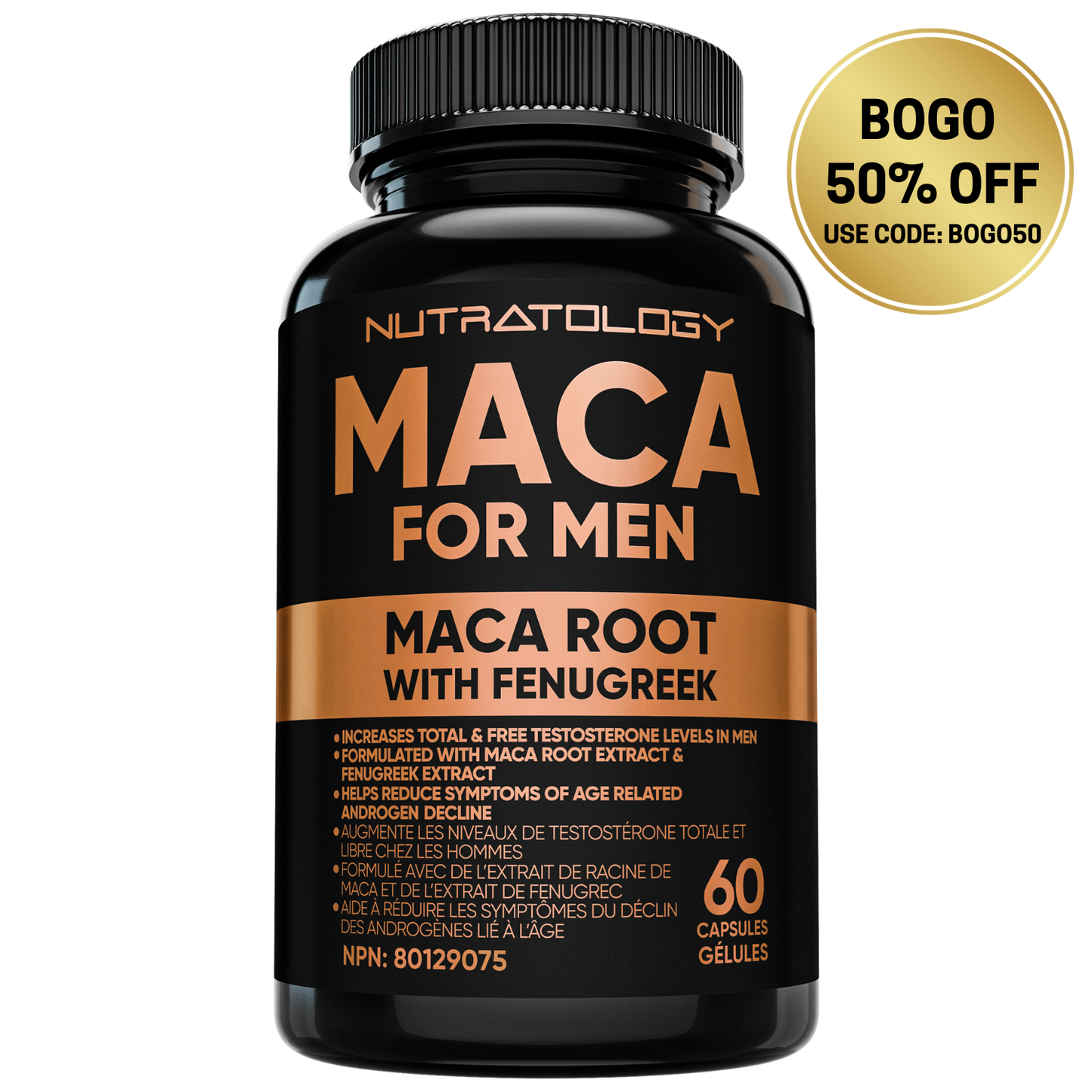 Nutratology Maca Root With Fenugreek for Men - 60 Capsules