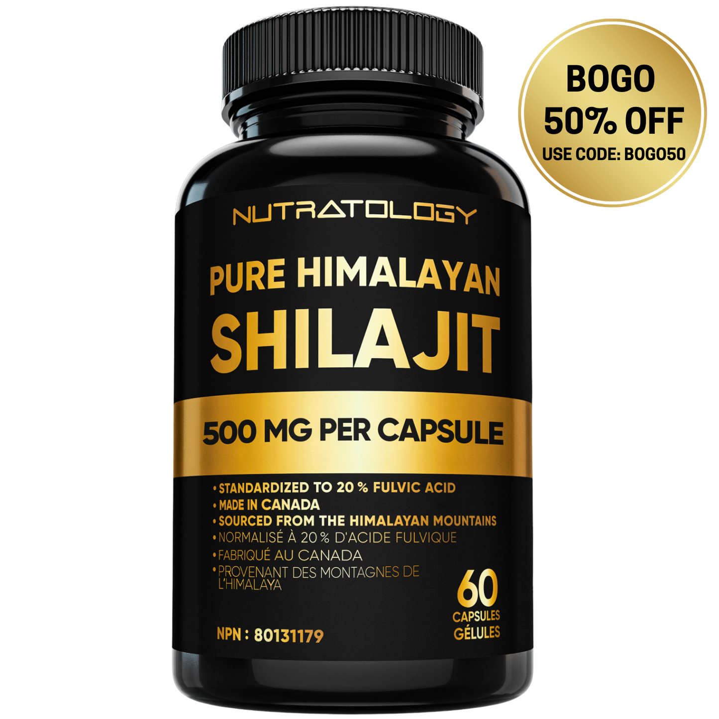 Nutratology Pure Himalayan Shilajit Capsules - 60 Capsules