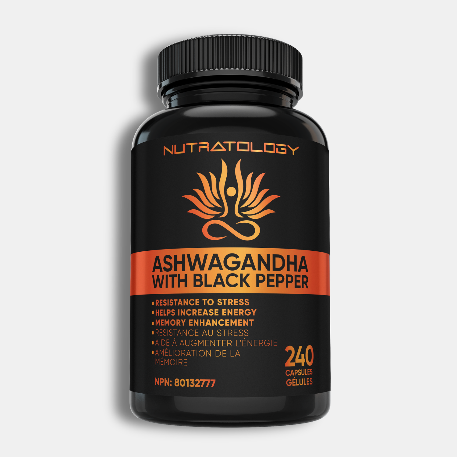 Nutratology Organic Ashwagandha with Black Pepper - 240 Capsules