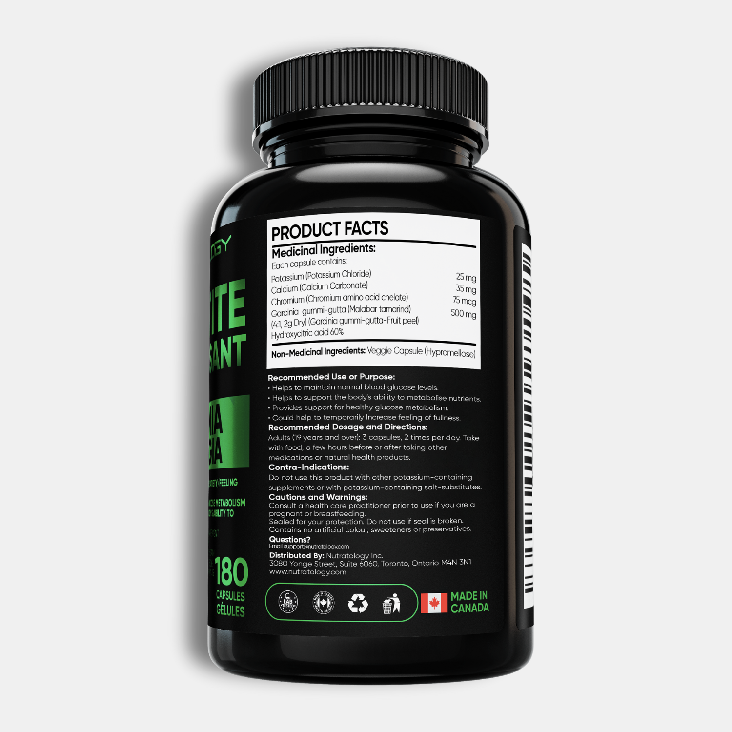 Nutratology Garcinia Cambogia Appetite Suppressant - 180 Capsules