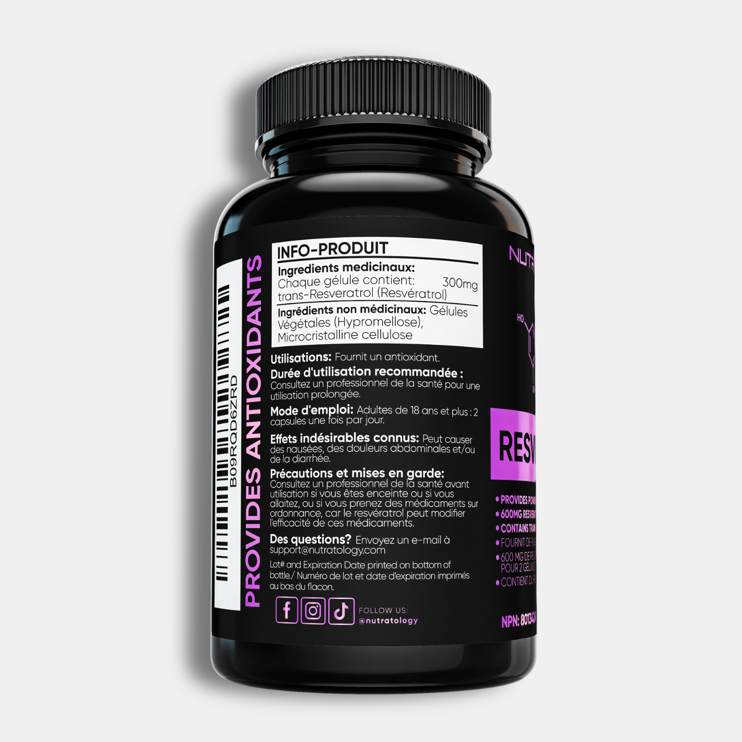 Nutratology Resveratrol Antioxidant Supplement - 120 Capsules