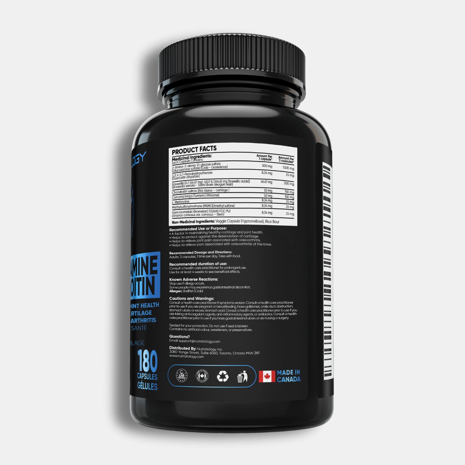 Nutratology Glucosamine Supplement - 180 Capsules