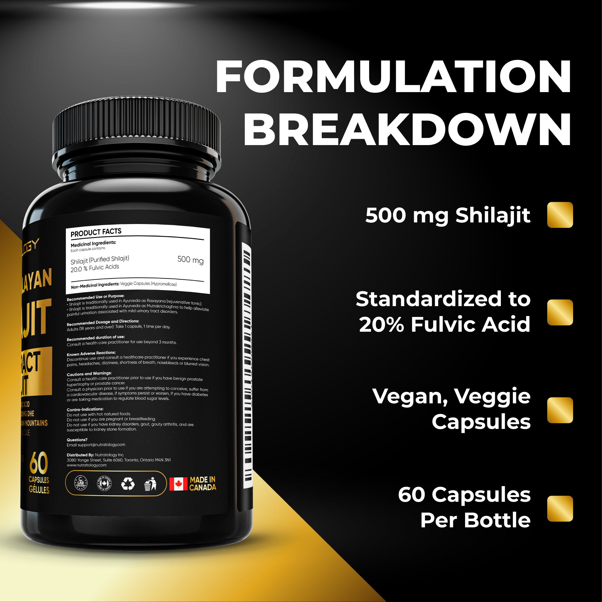 Nutratology Pure Himalayan Shilajit Capsules - 60 Capsules