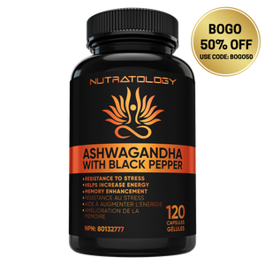 Nutratology Organic Ashwagandha with Black Pepper - 120 Capsules