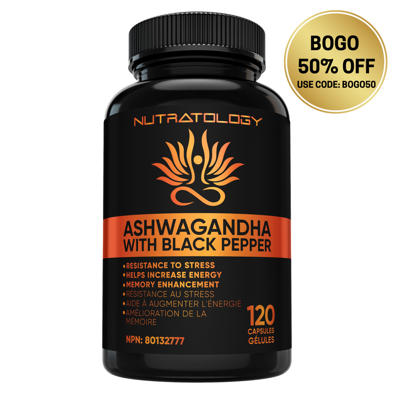 Nutratology Organic Ashwagandha with Black Pepper - 120 Capsules