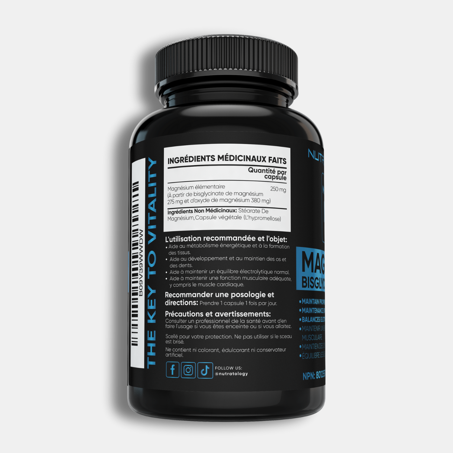 Nutratology Magnesium Bisglycinate for Muscle Relaxation - 60 Capsules