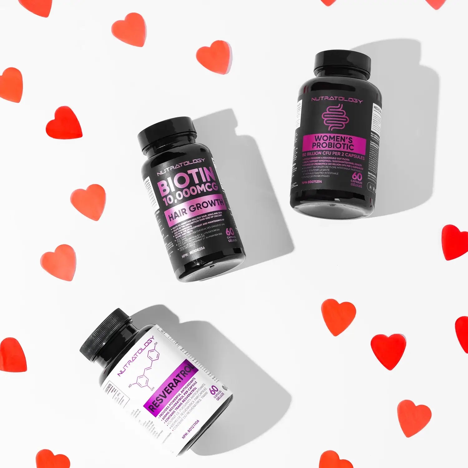 Nutratology Supplement Bundle For Her - Biotin Supplement - Resveratrol Supplement - Women's Probiotic Supplement