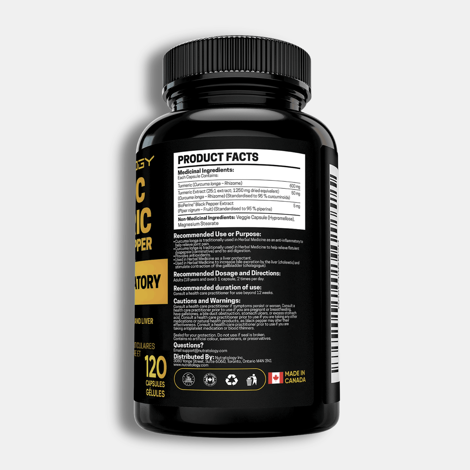 Nutratology Organic Turmeric Curcumin - 120 Capsules