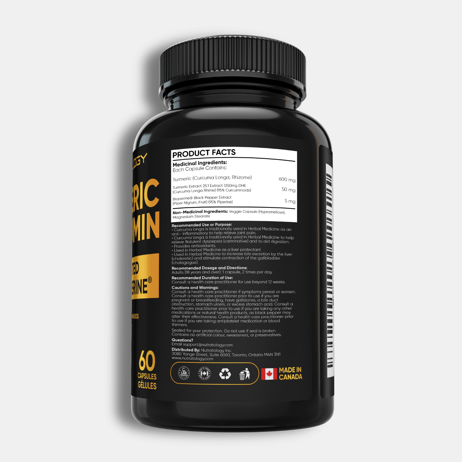 Nutratology Organic Turmeric Curcumin - 60 Capsules