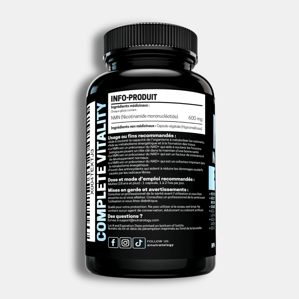 Nutratology NMN Supplement - NAD+ Booster - 120 Capsules