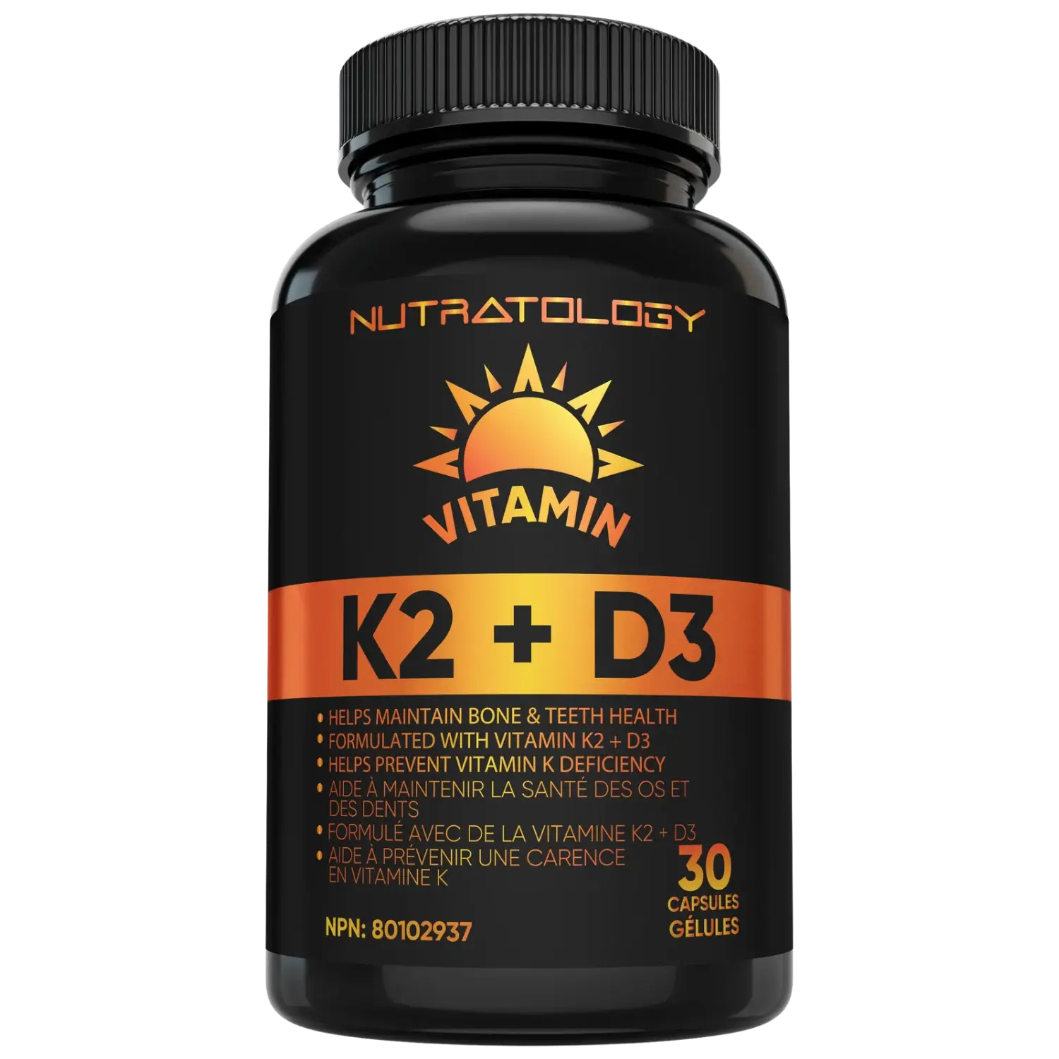 Nutratology Highest Potency Vitamin K2+D3 - 30 Capsules