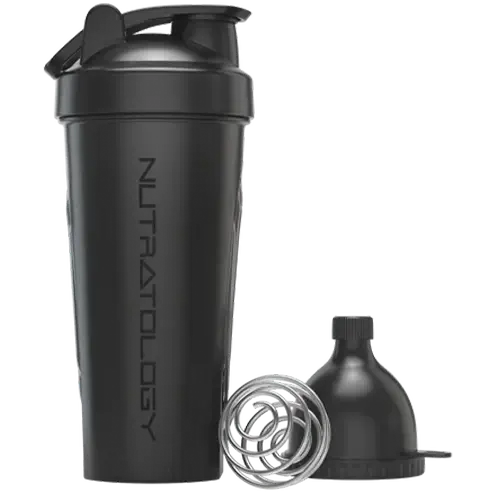 Nutratology Protein Shaker Bottle with Wire Whisk Blender Ball + Powder Funnel - 600 ML