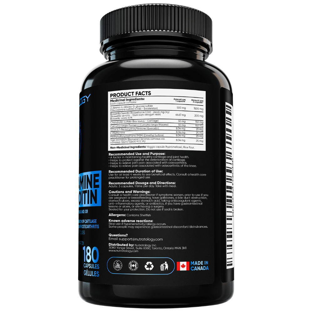English Ingredients of Glucosamine Chondroitin 180 Capsules