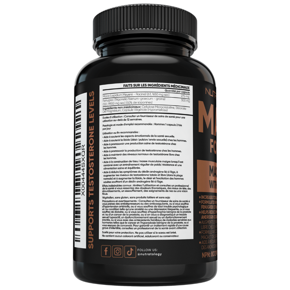 French Ingredients of Maca Root With Fenugreek for Men - Maca Root Capsules