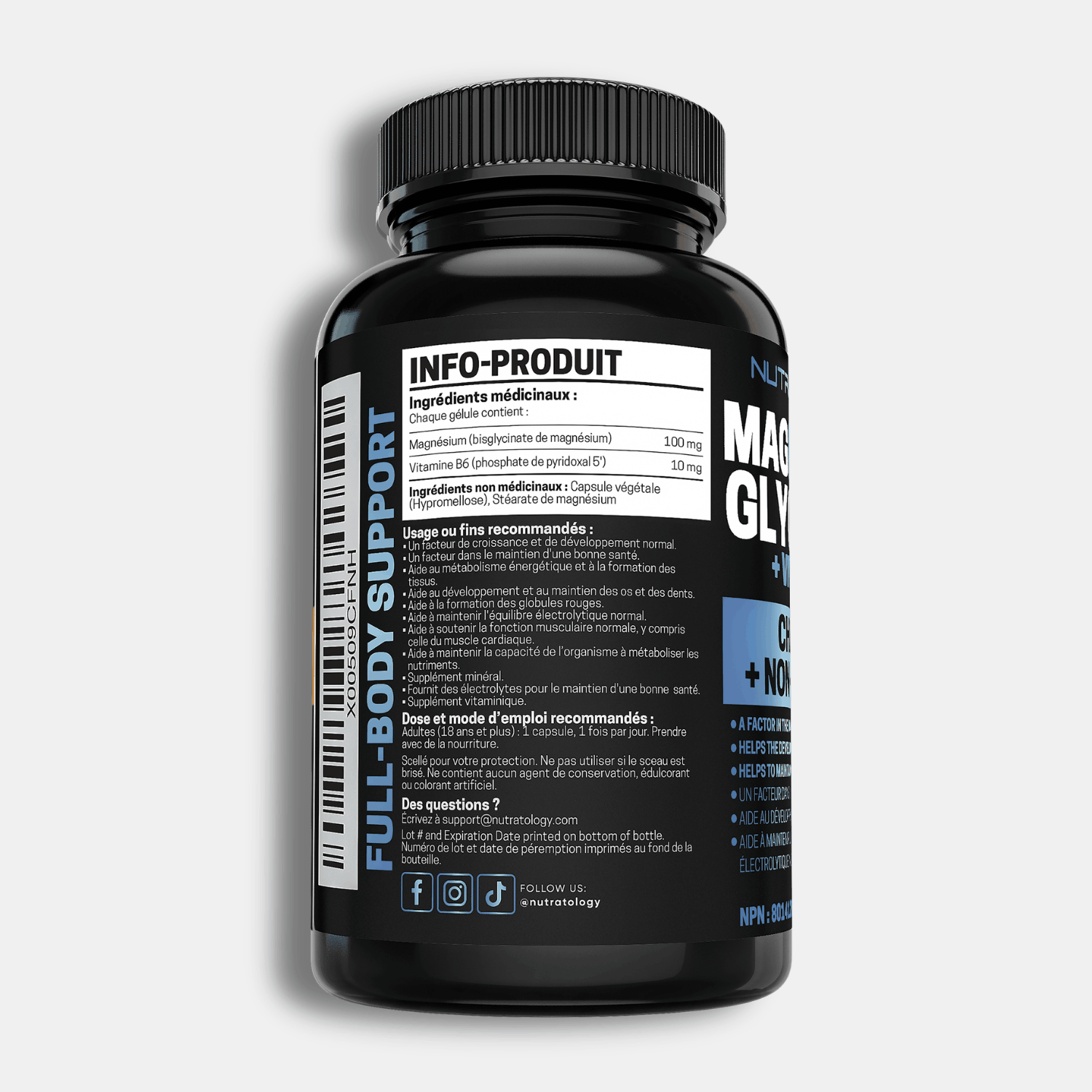 Nutratology Magnesium Glycinate + Vitamin B6 - 120 Capsules