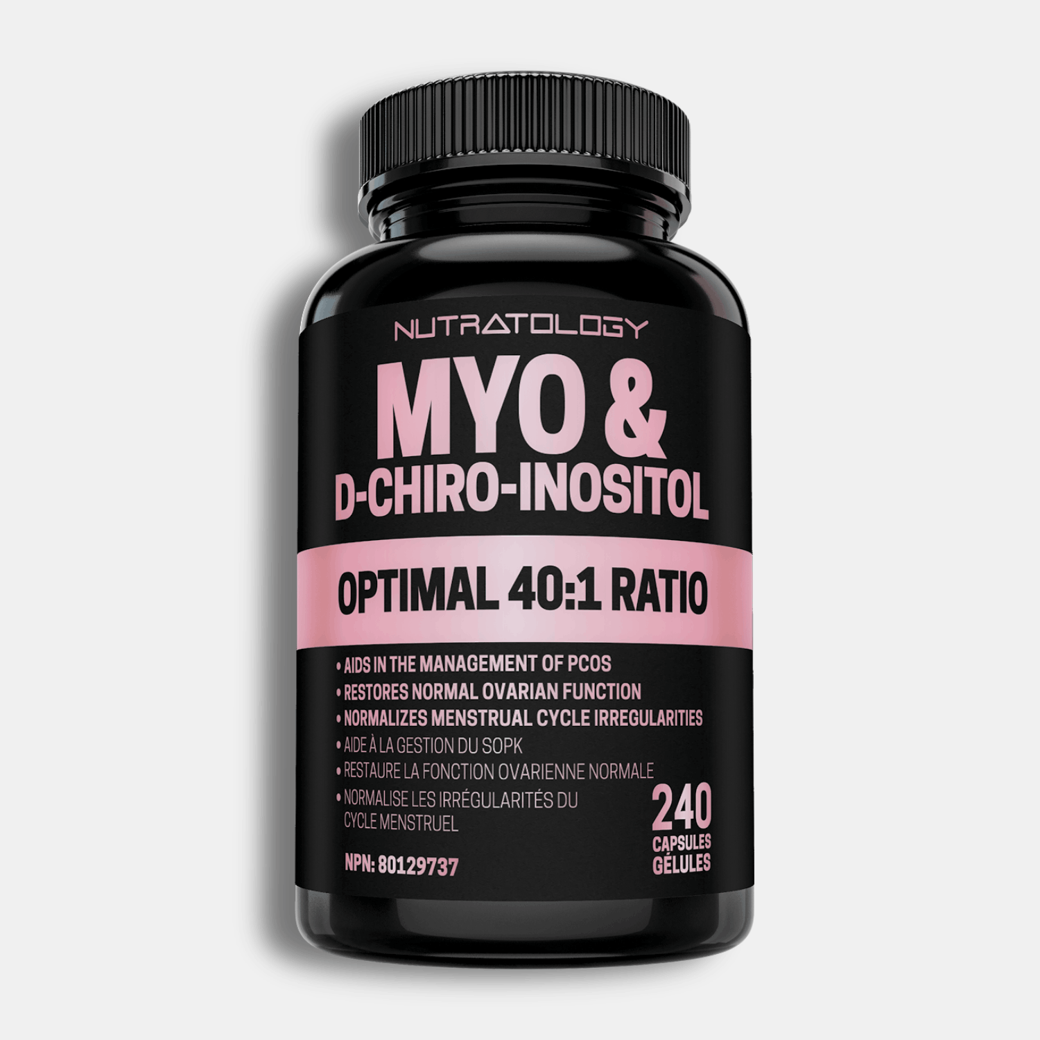 Nutratology Myo-Inositol & D-Chiro Inositol PCOS Supplement For Women - 240 Capsules