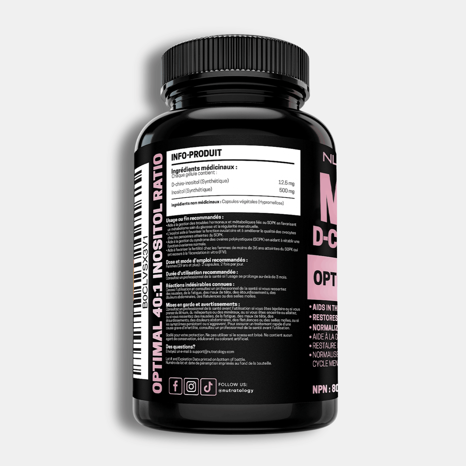 Nutratology Myo-Inositol & D-Chiro Inositol PCOS Supplement For Women - 240 Capsules